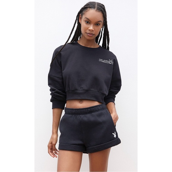 Playboy By PacSun Bunny Rolled Sweat Shorts - Picture 2 of 5